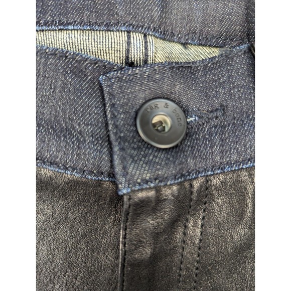 Rag & Bone Hyde Black Lamb Leather & Indigo Denim Combo Skinny‎ Jean Size 27 - Picture 6 of 16